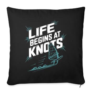 La vie de windsurfer commence à 20 nœuds Windsurfer - Housse de coussin décorative 45 x 45 cm - noir - Devant