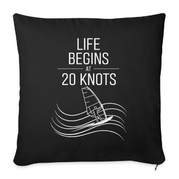 La vie de windsurfer commence à 20 nœuds Windsurfer - Housse de coussin décorative 45 x 45 cm - noir - Devant