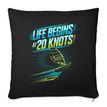 La vie de windsurfer commence à 20 nœuds Windsurfer - Housse de coussin décorative 45 x 45 cm - noir - Devant