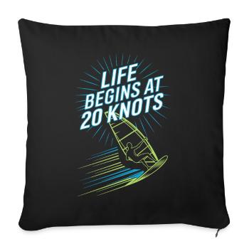 La vie de windsurfer commence à 20 nœuds Windsurfer - Housse de coussin décorative 45 x 45 cm - noir - Devant