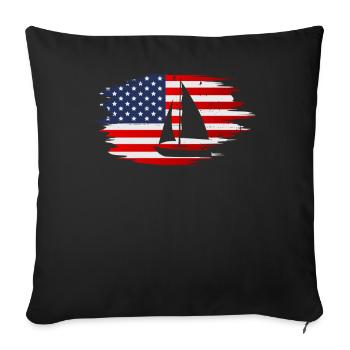 Funny Sailing USA Flag Cruiser Sailor Funny - Sofa pillowcase 17,3'' x 17,3'' (45 x 45 cm) - black - Front