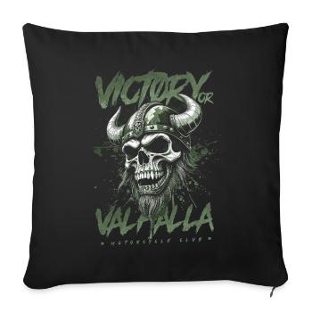 Motorcycle Norse Viking Victory Or Valhalla - Sofa pillowcase 17,3'' x 17,3'' (45 x 45 cm) - black - Front