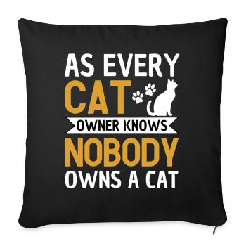 Drôle de chat disant propriétaire de chat - Housse de coussin décorative 45 x 45 cm - noir - Devant