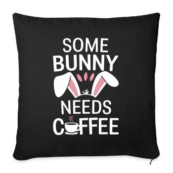 Café Pâques Dicton Café Lapin de Pâques - Housse de coussin décorative 45 x 45 cm - noir - Devant