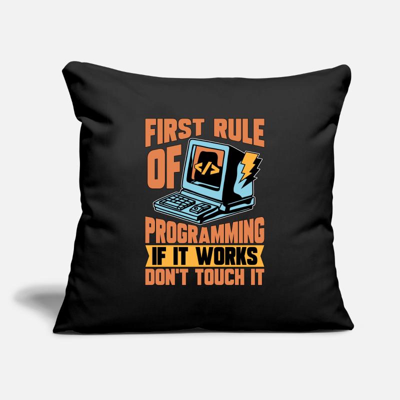 Codeur Première règle de programmation si développeur Web Housse de coussin décorative 45 x 45 cm