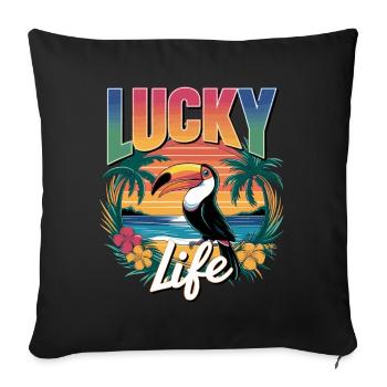 Lucky Life Tropical Paradise Vibes - Sofa pillowcase 17,3'' x 17,3'' (45 x 45 cm) - black - Front