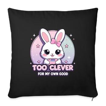 Kawaii Bunny – Too Smart for My Own Good - Sofa pillowcase 17,3'' x 17,3'' (45 x 45 cm) - black - Front