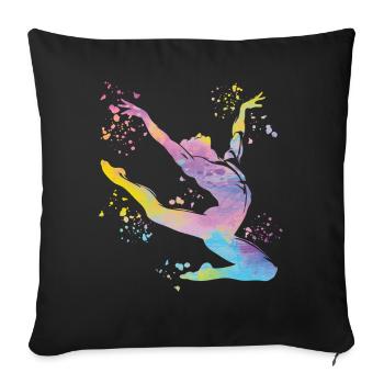 Gymnastics Floor Artistic Gymnastics - Sofa pillowcase 17,3'' x 17,3'' (45 x 45 cm) - black - Front