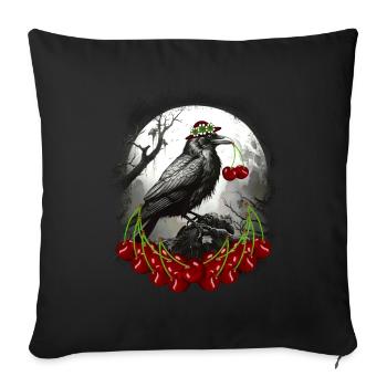 Sommerzeit Kirschen Kirsche Raben Rabe Krähe - Sofakissenbezug 45 x 45 cm - Schwarz - Vorne