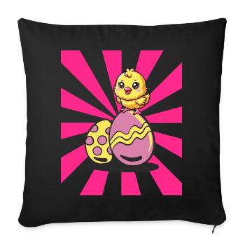 Retro Easter Easter Eggs Chick Kids Child - Sofa pillowcase 17,3'' x 17,3'' (45 x 45 cm) - black - Front