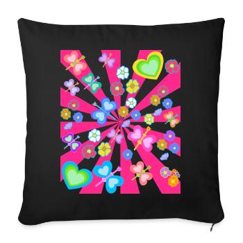 Spring Summer Kids Child Retro Vintage 80s - Sofa pillowcase 17,3'' x 17,3'' (45 x 45 cm) - black - Front