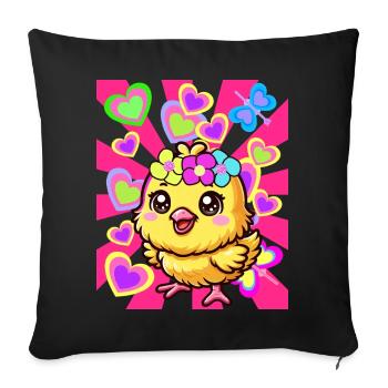 Printemps Pâques Poussin Enfants Enfant Bébé - Housse de coussin décorative 45 x 45 cm - noir - Devant