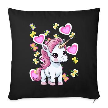 Unicorn Unicorns Horse Horses Children Child - Sofa pillowcase 17,3'' x 17,3'' (45 x 45 cm) - black - Front