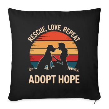 Dog Adoption Shirt for Women - Sofa pillowcase 17,3'' x 17,3'' (45 x 45 cm) - black - Front