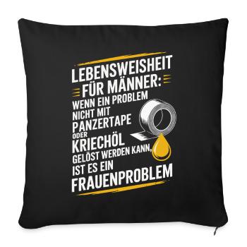 Lebensweisheit für Männer Werkstatt JGA Handwerker - Sofakissenbezug 45 x 45 cm - Schwarz - Vorne