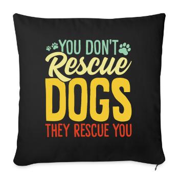 Vous ne sauvez pas les chiens patte adopter rétro chiot chien - Housse de coussin décorative 45 x 45 cm - noir - Devant