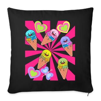 Summer Cream Waffle Retro Vintage 80s 90s - Sofa pillowcase 17,3'' x 17,3'' (45 x 45 cm) - black - Front