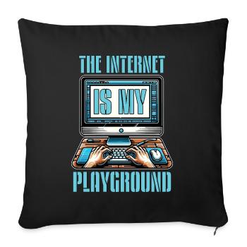 Codeur : Internet est mon terrain de jeu Développeur web - Housse de coussin décorative 45 x 45 cm - noir - Devant