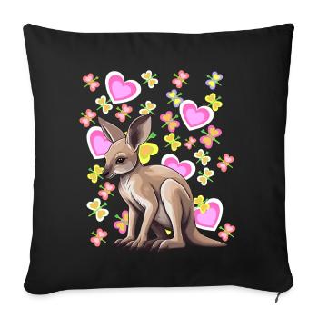 Kangourou Kids Australie Zoo Zoo Animaux du zoo - Housse de coussin décorative 45 x 45 cm - noir - Devant