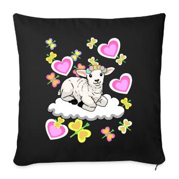 Spring Sheep Sheep Lamb Cloud Kids Child Baby - Sofa pillowcase 17,3'' x 17,3'' (45 x 45 cm) - black - Front