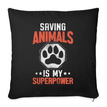 Sauver les animaux est mon superpouvoir d’accueil - Housse de coussin décorative 45 x 45 cm - noir - Devant
