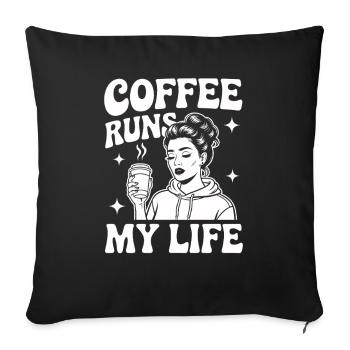 Le café dirige ma vie - Housse de coussin décorative 45 x 45 cm - noir - Devant