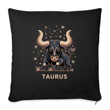 Zodiac sign Taurus - Sofa pillowcase 17,3'' x 17,3'' (45 x 45 cm) - black - Front