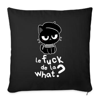 Le Fuck de la what - Schwarze französische Katze - Sofakissenbezug 45 x 45 cm - Schwarz - Vorne