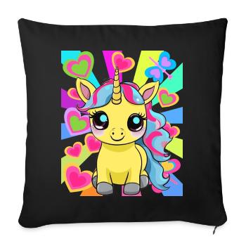 Retro Unicorn Unicorns Kids Child Horse - Sofa pillowcase 17,3'' x 17,3'' (45 x 45 cm) - black - Front