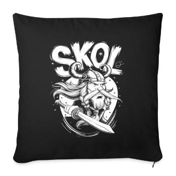 Skol guerrier viking avec épée et casque en - Housse de coussin décorative 45 x 45 cm - noir - Devant