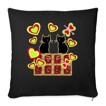 Retro Cats Cat Family Cat Kids - Sofa pillowcase 17,3'' x 17,3'' (45 x 45 cm) - black - Front