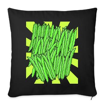 Grüne Bohnen Bohne Gemüse Retro Vintage - Sofakissenbezug 45 x 45 cm - Schwarz - Vorne
