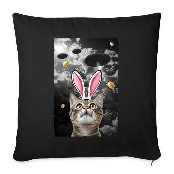 Drôle de chat Mème Pâques Science extraterrestre OVNI - Housse de coussin décorative 45 x 45 cm - noir - Devant