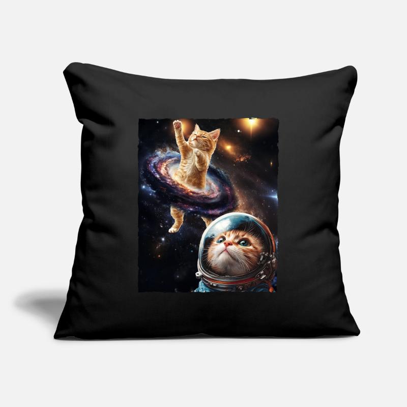 Chat mignon Mème Outerspace Galaxy Astrologie spatiale Housse de coussin décorative 45 x 45 cm