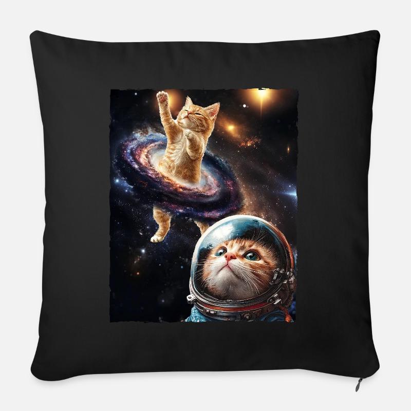 Cute Cat Meme Outerspace Galaxy Space Astrology - Sofakissenbezug 45 x 45 cm - Schwarz