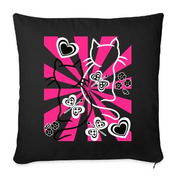 Retro Cats Cat Vintage Old School - Sofa pillowcase 17,3'' x 17,3'' (45 x 45 cm) - black - Front