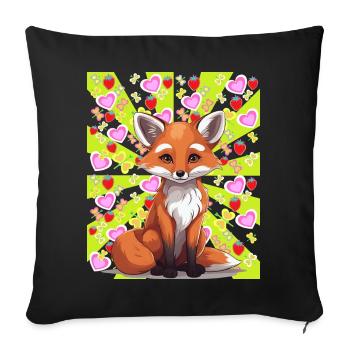 Renard Renards Enfants Été Été Rétro Coloré - Housse de coussin décorative 45 x 45 cm - noir - Devant