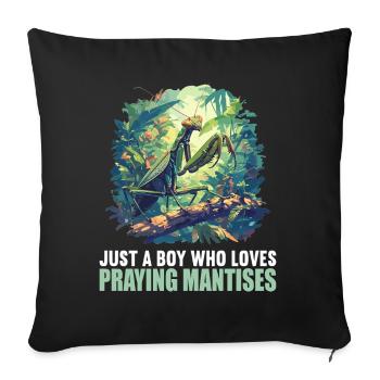 Praying mantises Praying mantis - Sofa pillowcase 17,3'' x 17,3'' (45 x 45 cm) - black - Front