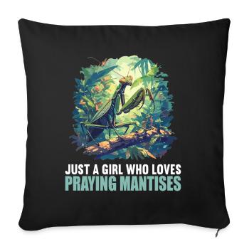 Praying mantises Praying mantis - Sofa pillowcase 17,3'' x 17,3'' (45 x 45 cm) - black - Front