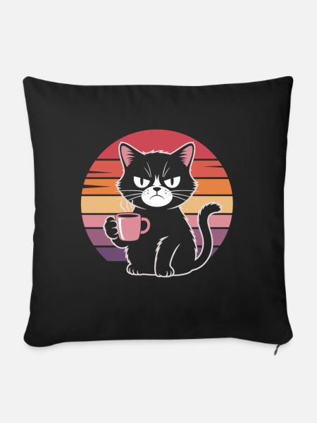 Miese Laune, guter Kaffee - Sofakissenbezug 45 x 45 cm - Schwarz