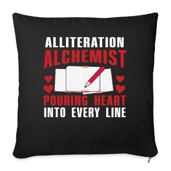Allitération Alchimiste Poésie Slam - Housse de coussin décorative 45 x 45 cm - noir - Devant