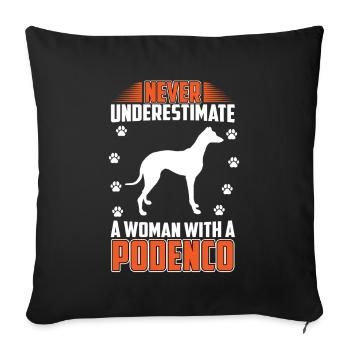 Podenco Greyhound Woman with Podenco - Sofa pillowcase 17,3'' x 17,3'' (45 x 45 cm) - black - Front