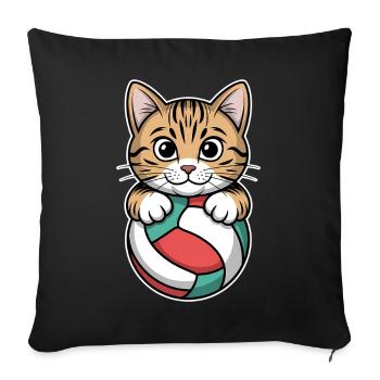 Chat de volley-ball drôle de cadeau de volley-ball - Housse de coussin décorative 45 x 45 cm - noir - Devant