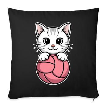 Chat de volley-ball drôle de cadeau de volley-ball - Housse de coussin décorative 45 x 45 cm - noir - Devant