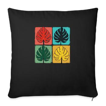 Retro Monstera Blatt Gitter - Sofakissenbezug 45 x 45 cm - Schwarz - Vorne