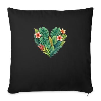 Floraison de cœur tropical luxuriant - Housse de coussin décorative 45 x 45 cm - noir - Devant