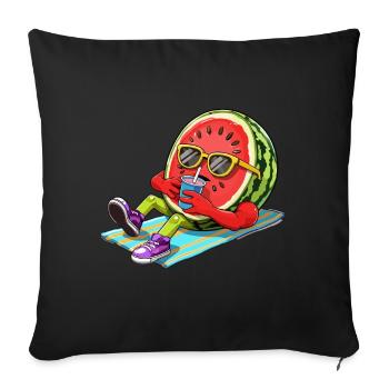 Relaxant pastèques illustration été - Housse de coussin décorative 45 x 45 cm - noir - Devant