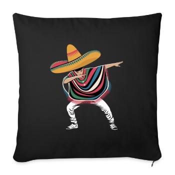 Drôle Sombrero Danse Dab Poncho Style Mexique - Housse de coussin décorative 45 x 45 cm - noir - Devant