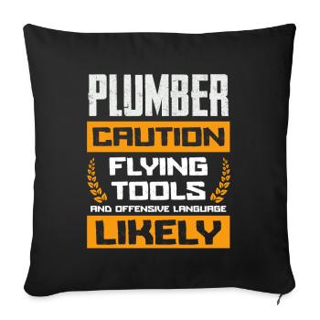 Attention Flying Tools Installer Humor - Sofa pillowcase 17,3'' x 17,3'' (45 x 45 cm) - black - Front
