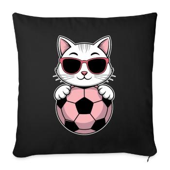 Soccer Girl Cat Funny Soccer Player Gift - Sofa pillowcase 17,3'' x 17,3'' (45 x 45 cm) - black - Front